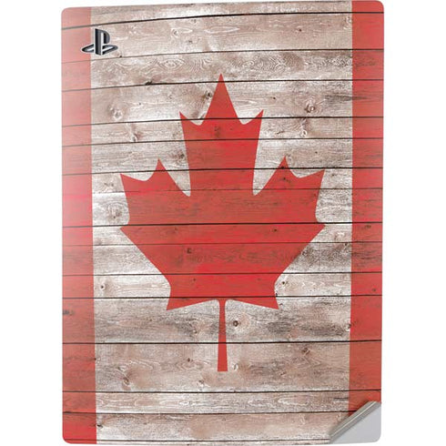 Canadian Flag Dark Wood PS5 Digital Edition Console Skin